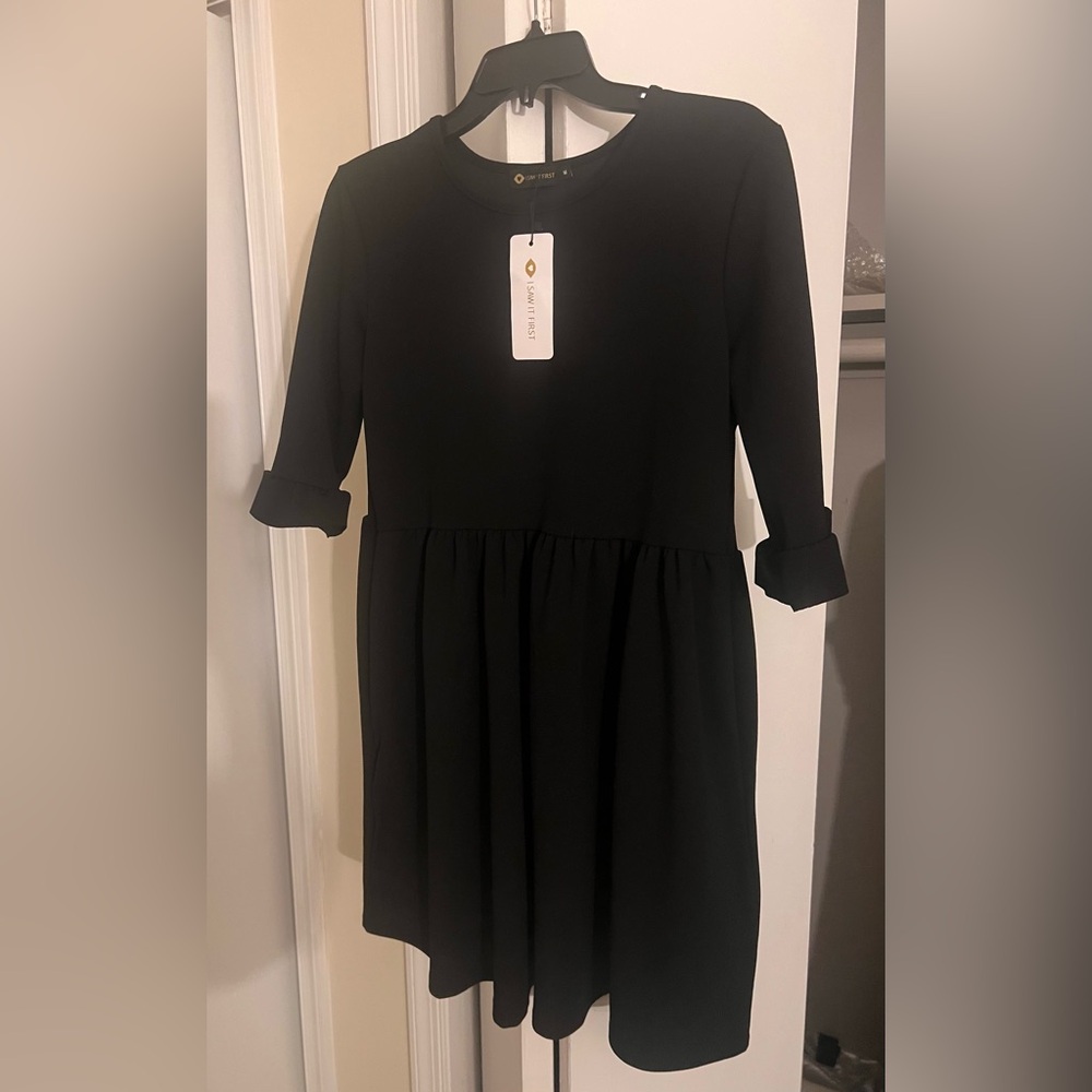 Black 3/4-Sleeve Dress - maternity OR regular wear option